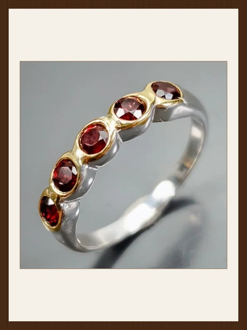 RING Rhodolite Garnet 925 Size 6.5